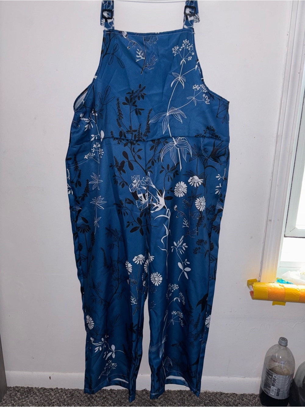 Blue Floral Women's Jumpsuit Overalls